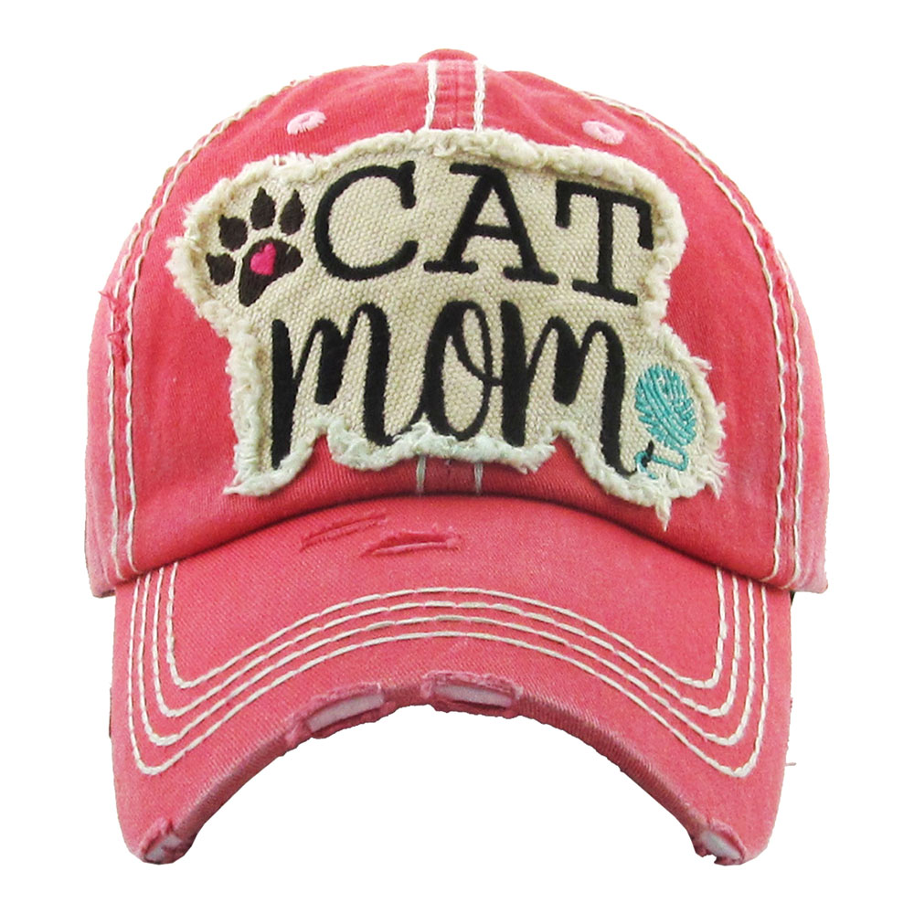 "CATMOM" Washed Vintage Ball Cap