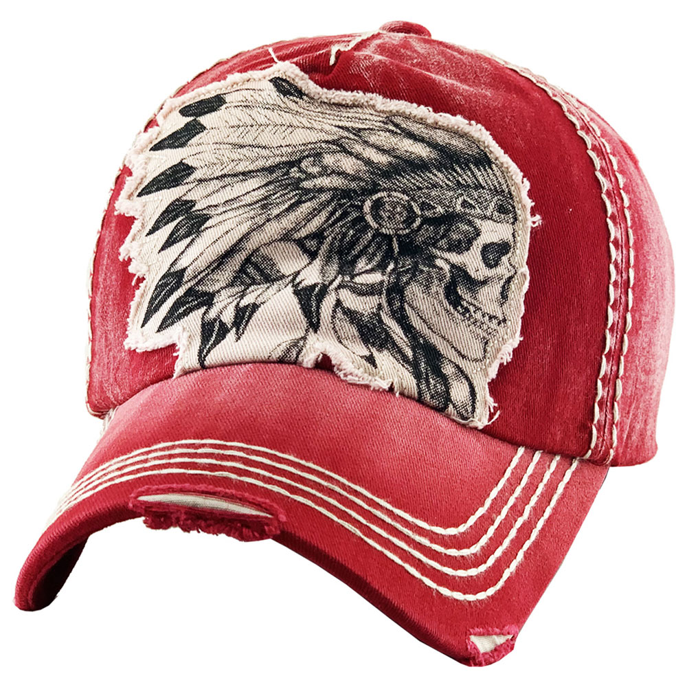 SKULL INDIAN STYLE VINTAGE BALLCAP