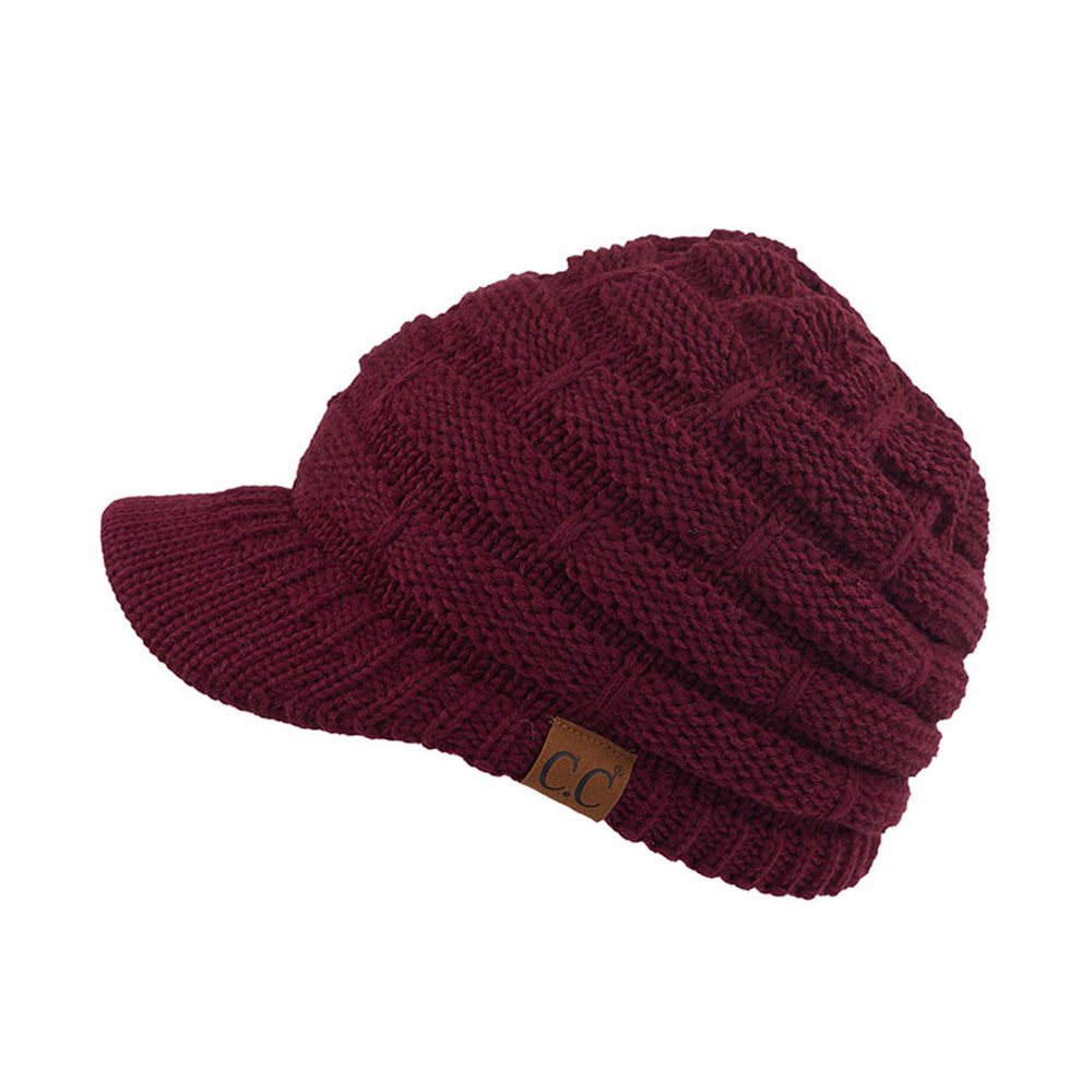 C.C Ribbed Knit Hat with Brim