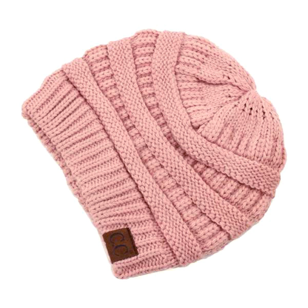 C.C Solid Color Ponytail Messy Bun Beanie