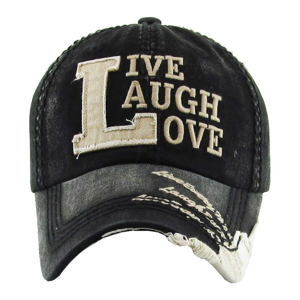 "LIVE LAUGH LOVE" Washed Cotton Vintage Ball Cap