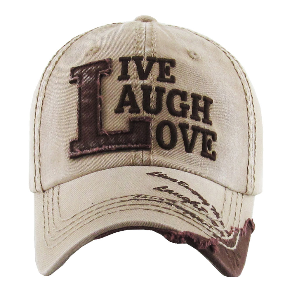 "LIVE LAUGH LOVE" Washed Cotton Vintage Ball Cap