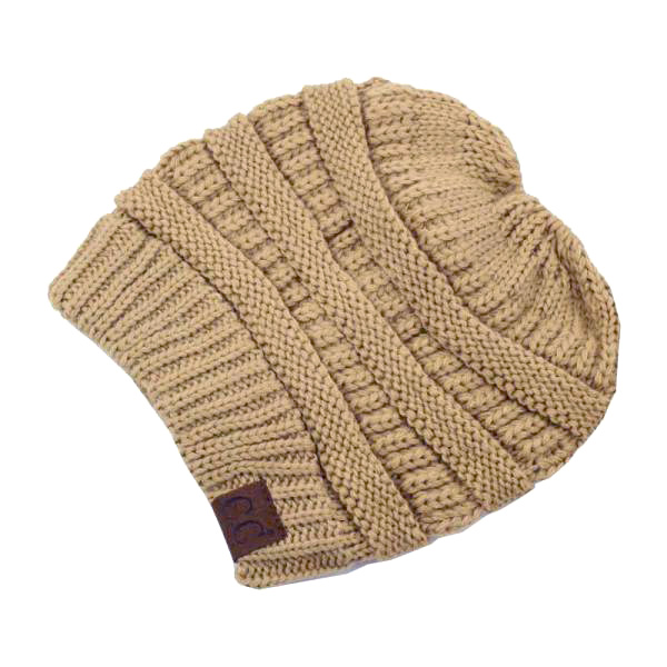 C.C Solid Color Ponytail Messy Bun Beanie