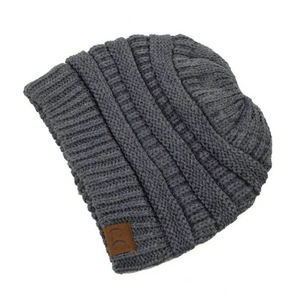 C.C Solid Color Ponytail Messy Bun Beanie