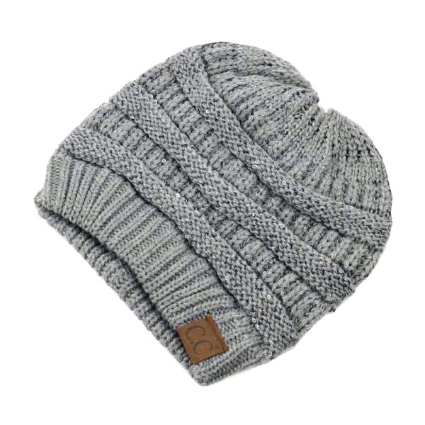 C.C Solid Color Ponytail Messy Bun Beanie