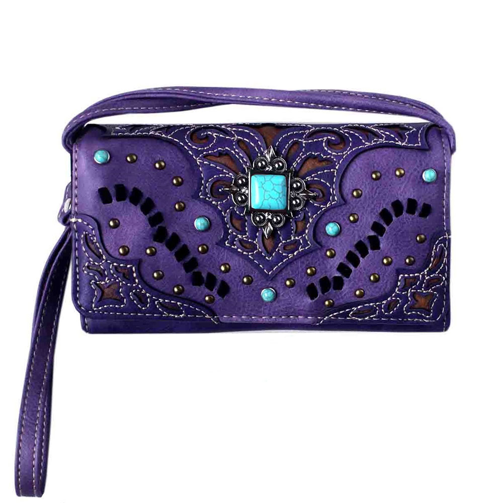 Western Faux Leather Turquoise Accent Wallet