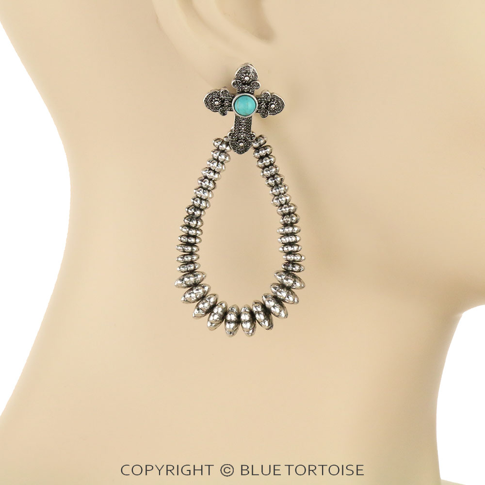 Western Tailored Cross with CCB Stud Earrings - Image 2