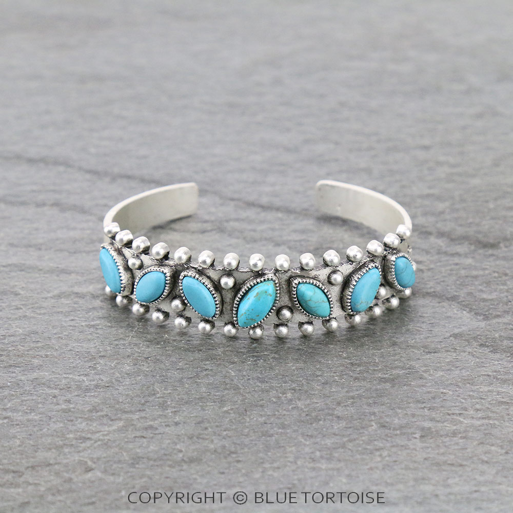 Natural Stone "C" Cuff Bracelet