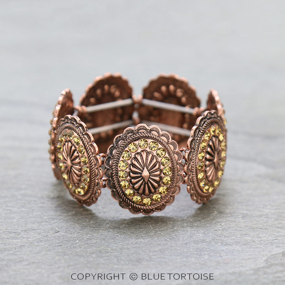Western Concho Rhinestone Stretch Bracelet