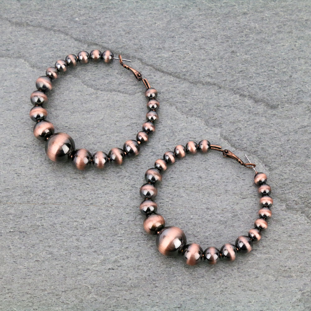 Navajo Style Pearl Hoop Earrings