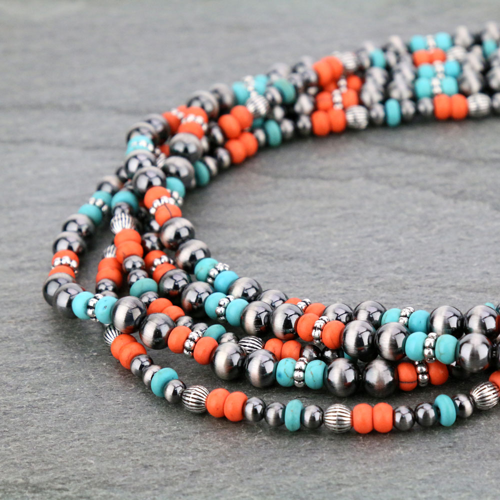 Navajo Style Pearl Layered Necklace Set - Image 3