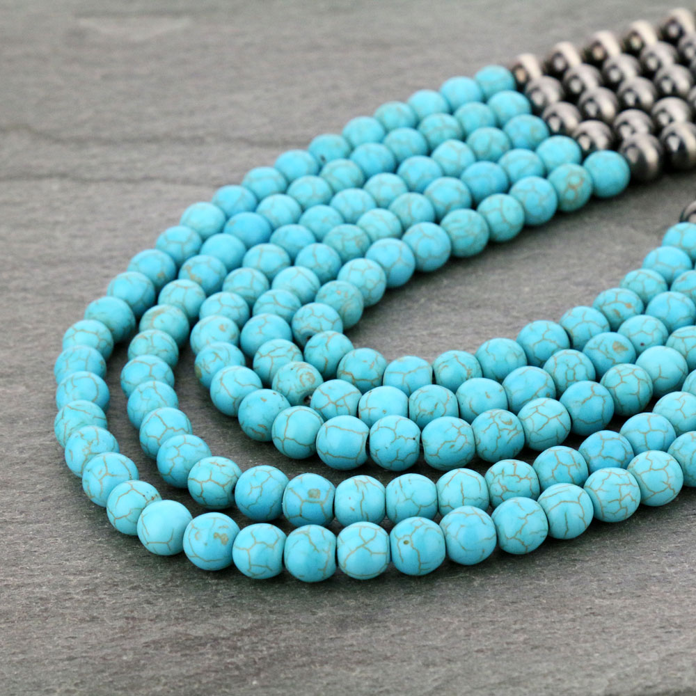 Navajo Style Pearl Layered Necklace Set - Image 3