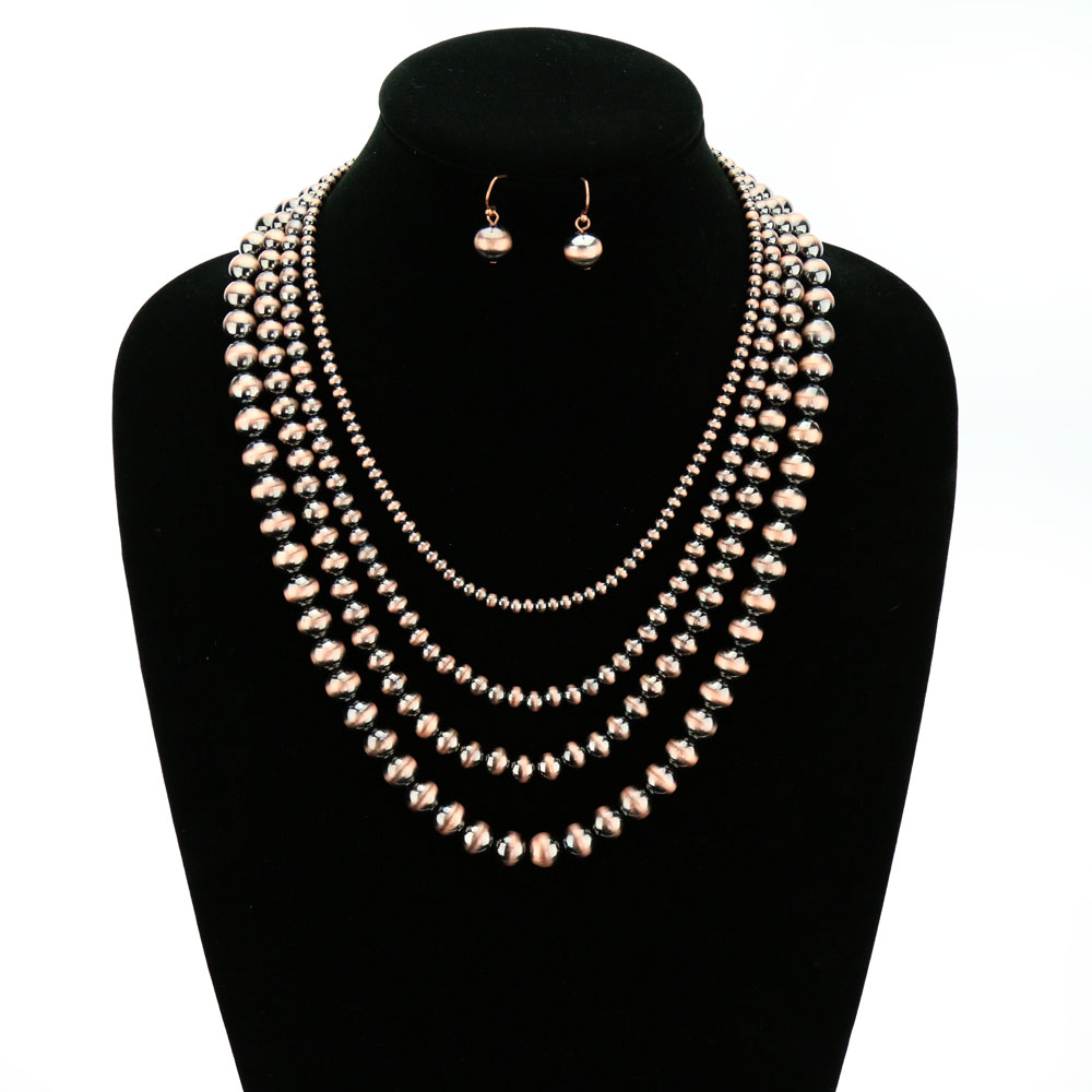 Navajo Style Pearl Layered Necklace Set - Image 2