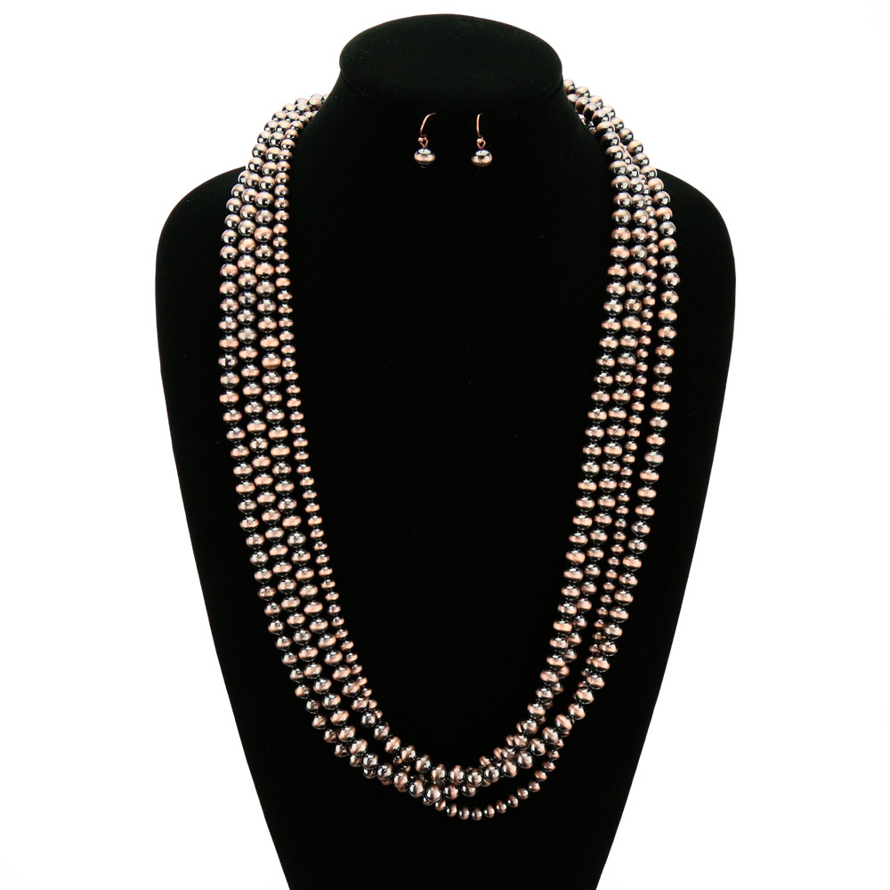Navajo Style Pearl Layered Necklace Set - Image 2