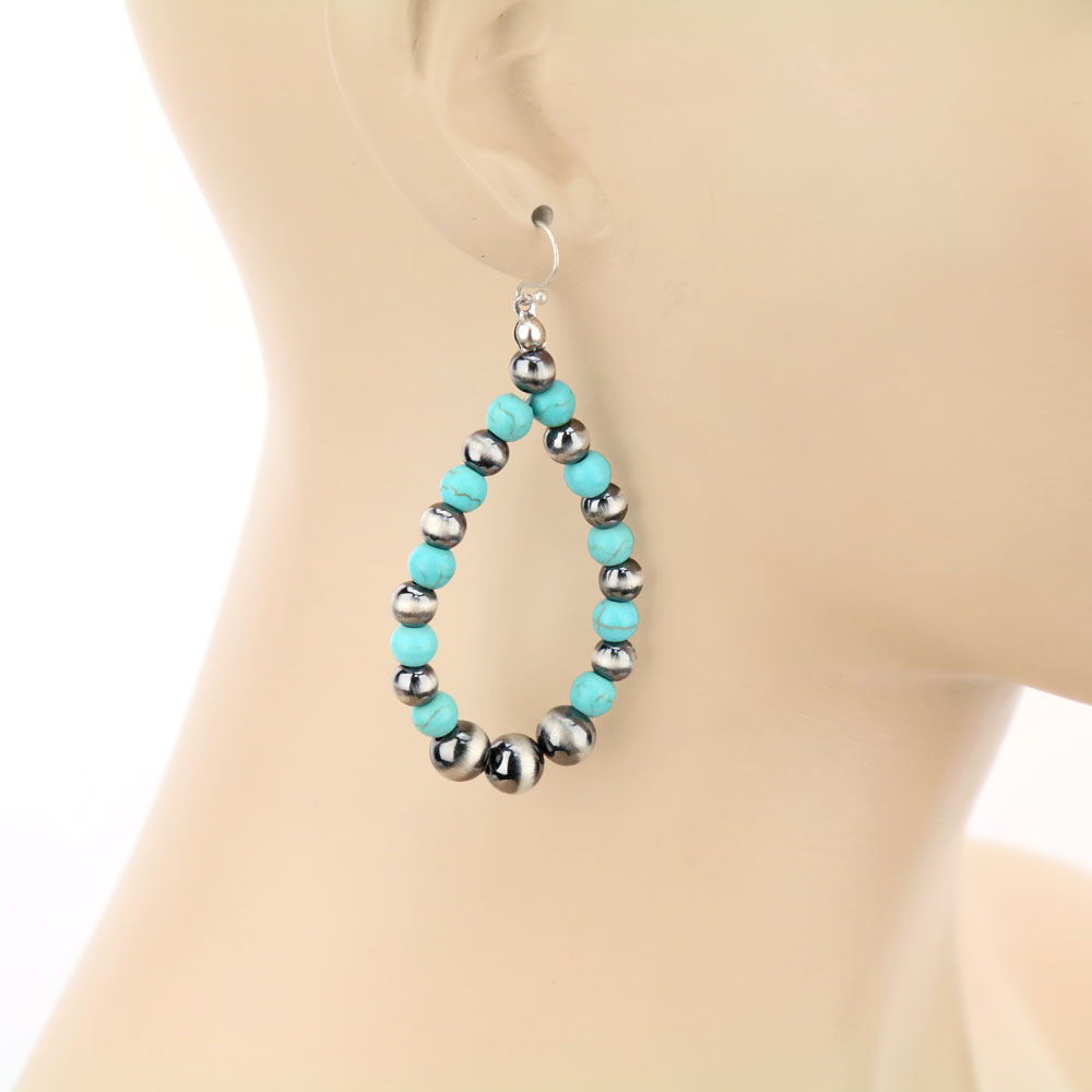 Navajo Style Pearl Dangle Earrings - Image 2