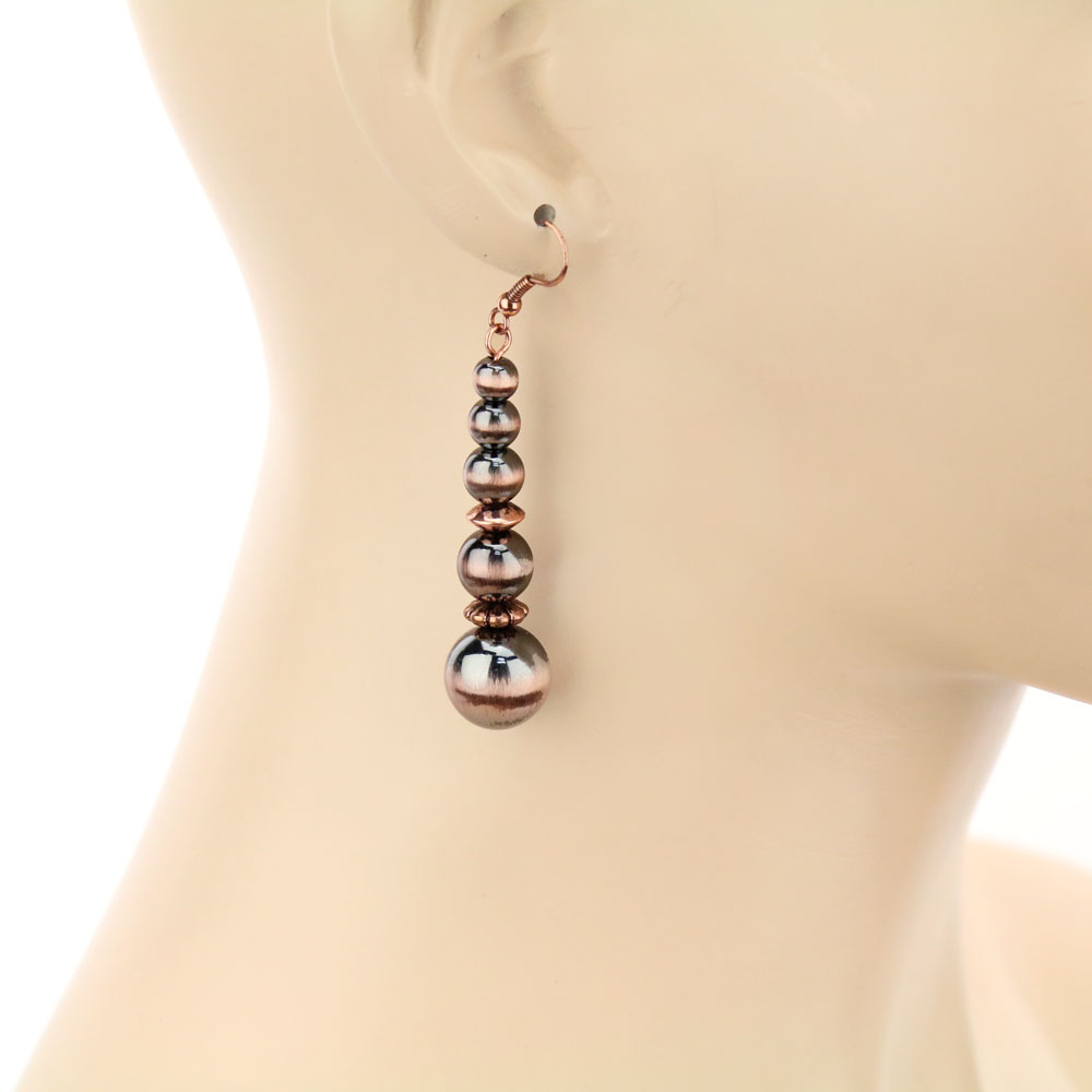 Navajo Style Pearl Dangle Earrings - Image 2