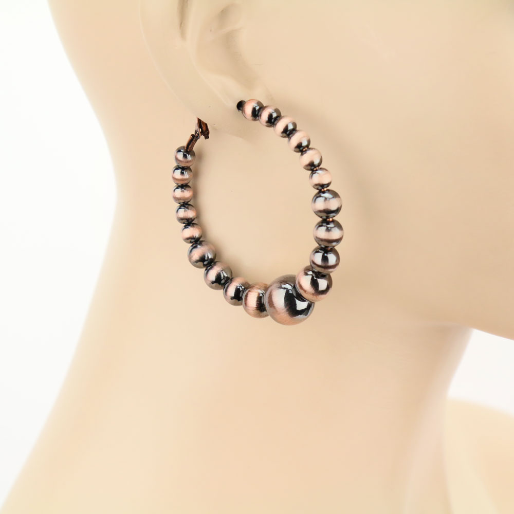 Navajo Style Pearl Hoop Earrings - Image 2
