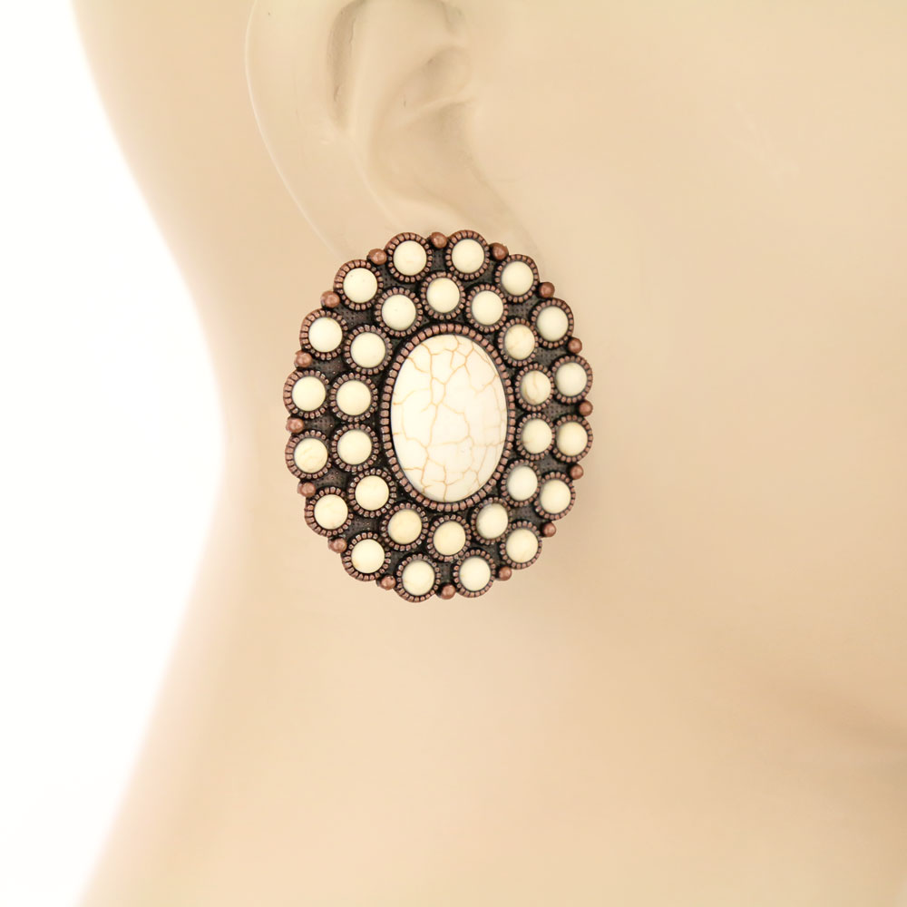 Western Stone Post Earrings - Image 2