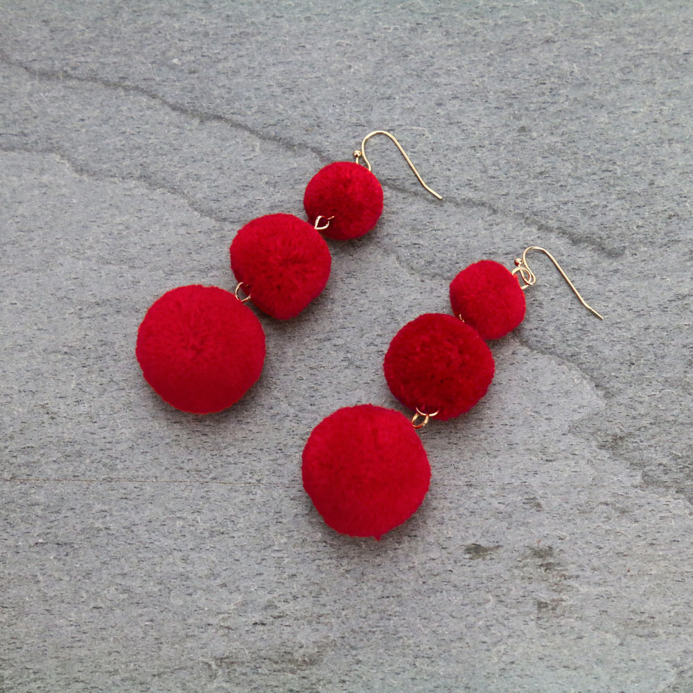 Wool Yarn Dangle Earrings