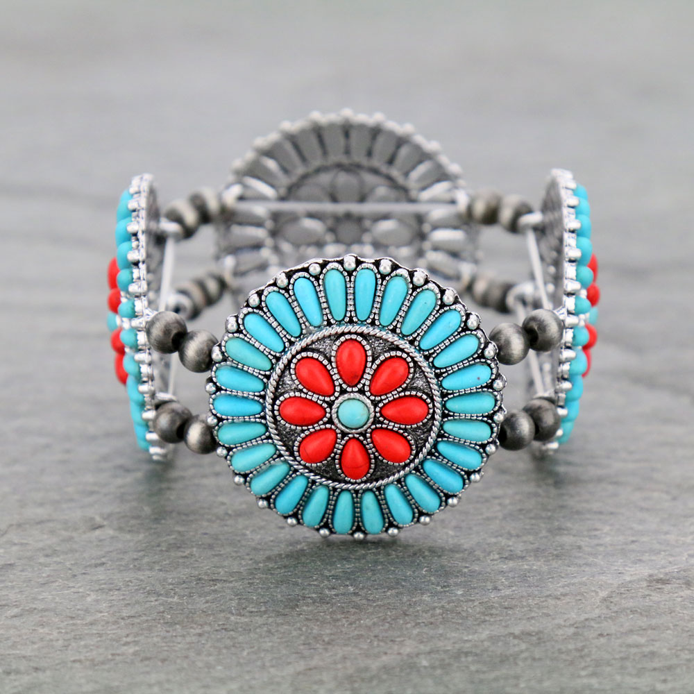 Western Cluster Concho Stretch Bracelet