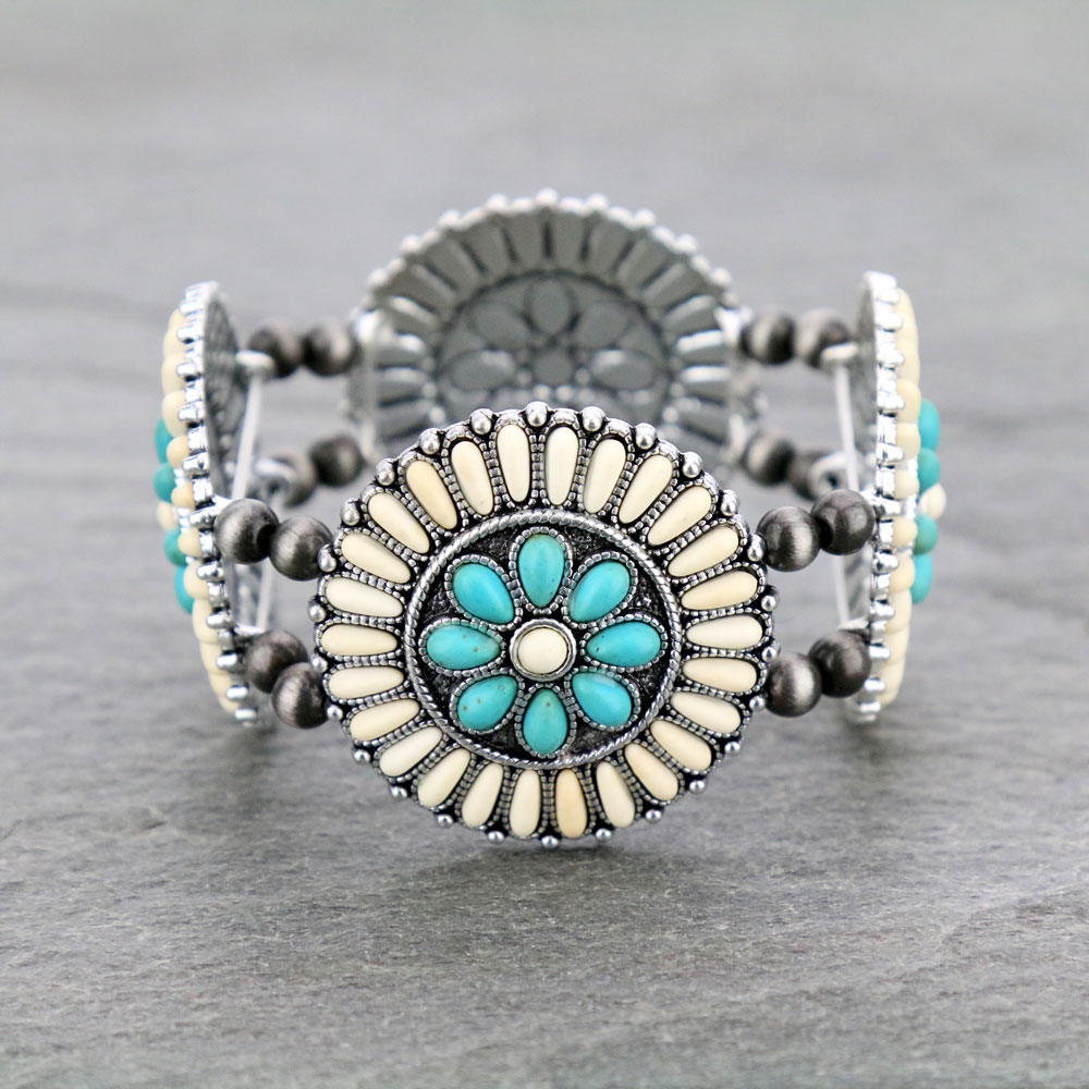 Western Cluster Concho Stretch Bracelet
