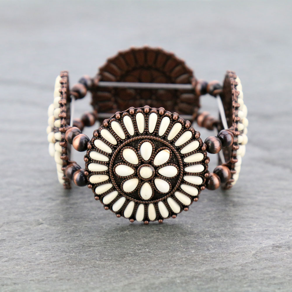 Western Cluster Concho Stretch Bracelet