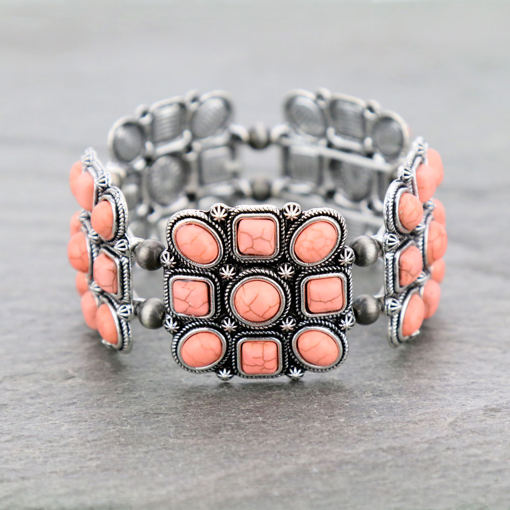 Western Cluster Stone Stretch Bracelet
