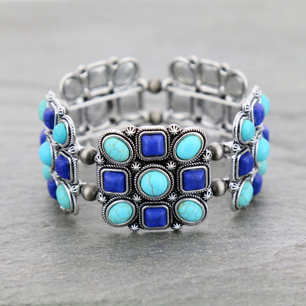 Western Cluster Stone Stretch Bracelet