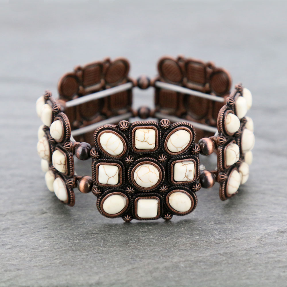 Western Cluster Stone Stretch Bracelet