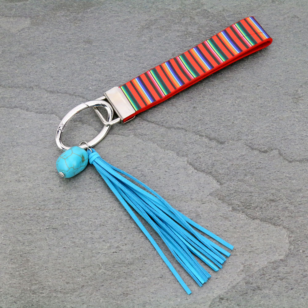 Serape TQ Stone Tassel Keychain