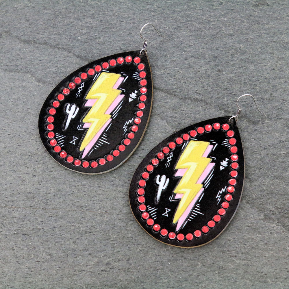 Leather Thunder Dangle Earrings
