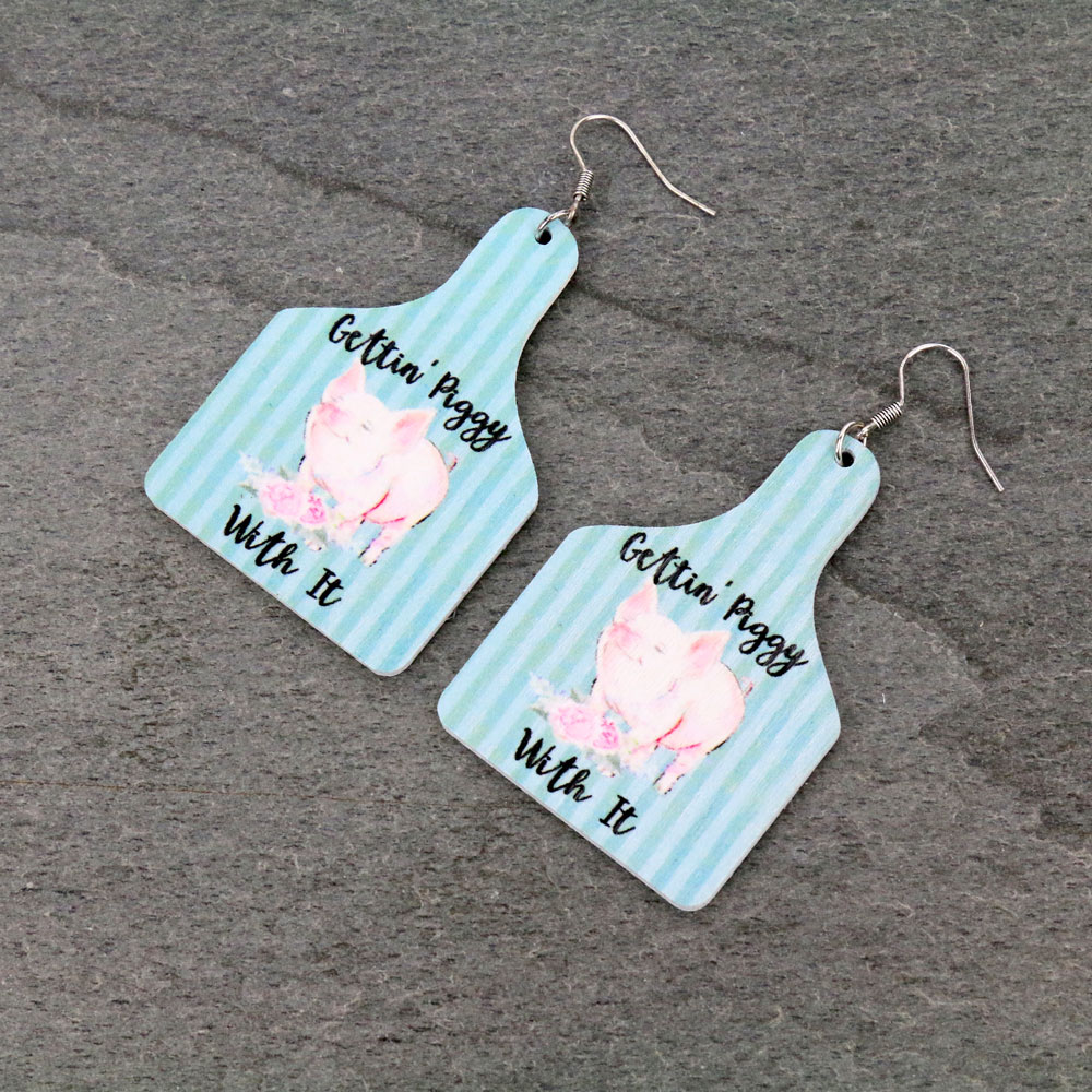 Ear Tag Printed Dangle Earrings