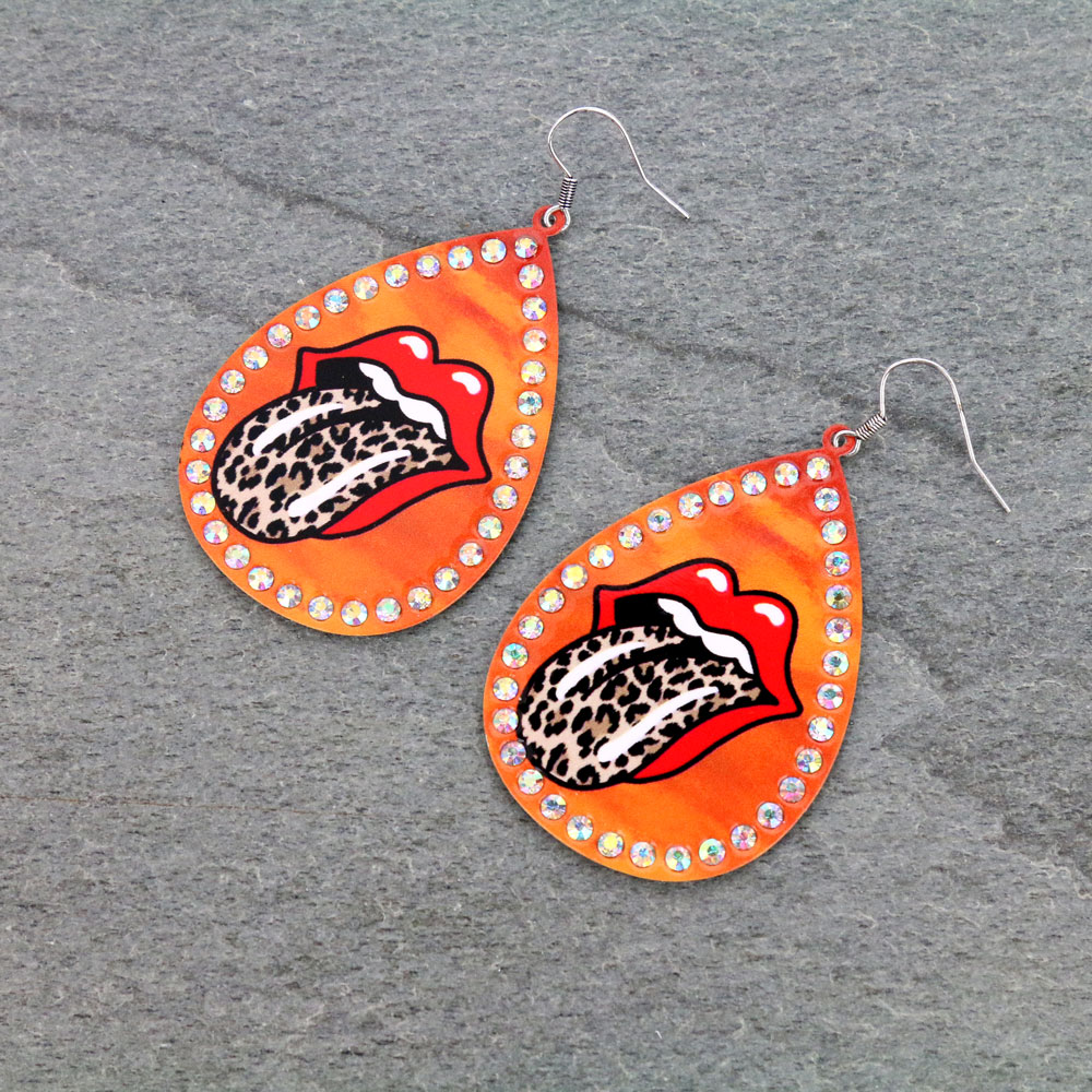 Rolling Stones Printed Dangle Earrings