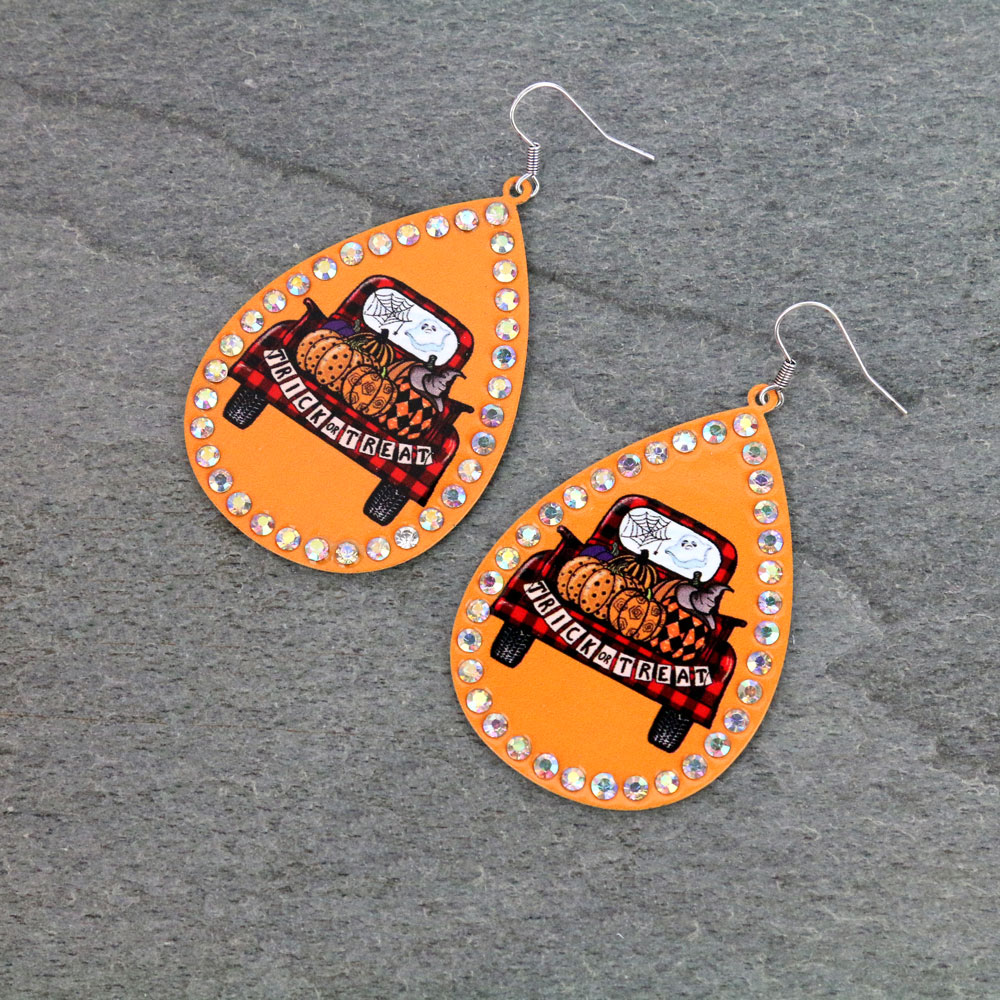 Pumpkin Printed Dangle Earrings