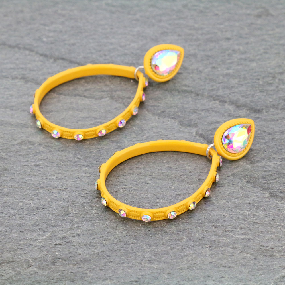 Teardrop Stone Stud Earrings