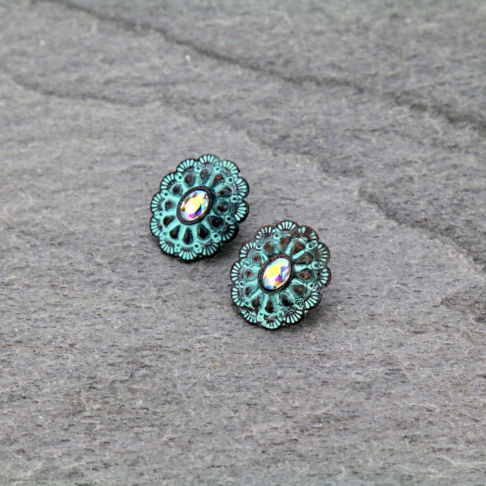 Western Concho Stud Earrings