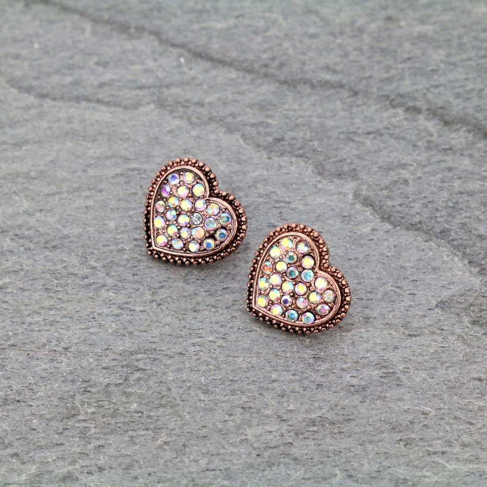 Heart Stone Stud Earrings