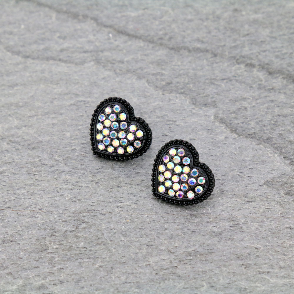 Heart Stone Stud Earrings
