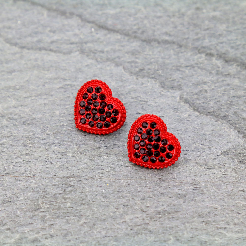 Heart Stone Stud Earrings
