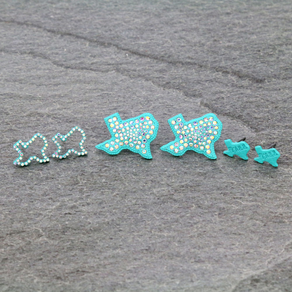 3 Pair Texas Map Earring Set