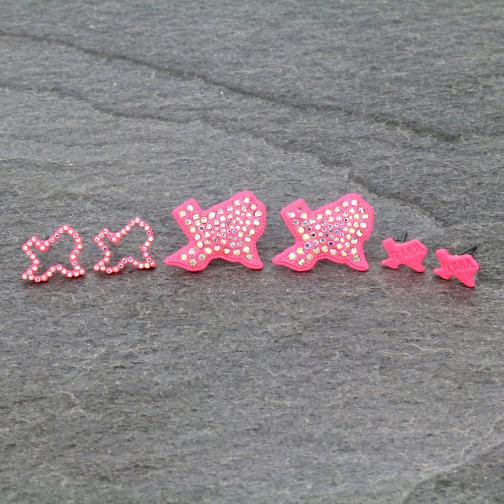 3 Pair Texas Map Earring Set