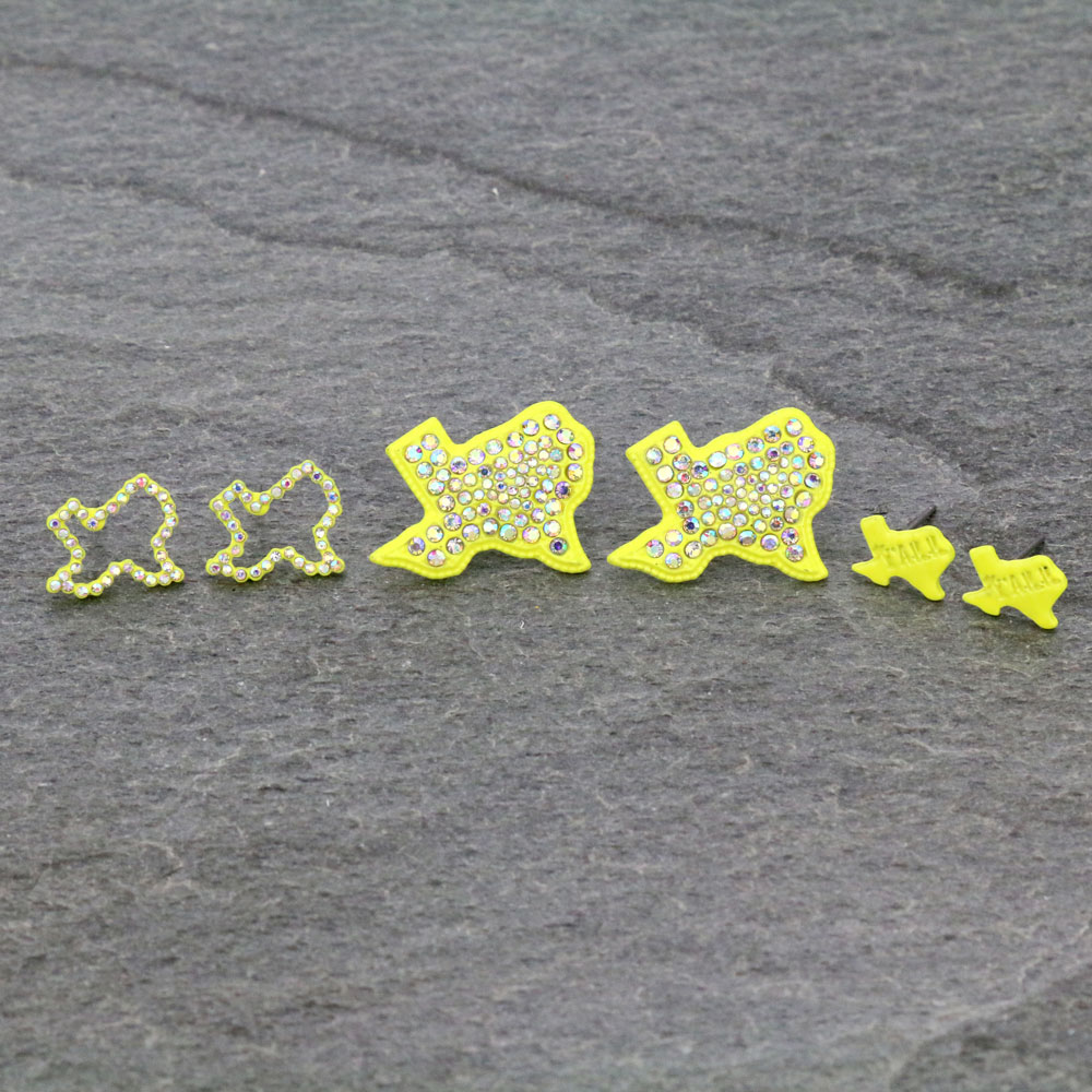 3 Pair Texas Map Earring Set