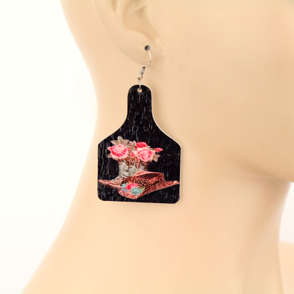 Ear Tag Printed Dangle Earrings - Image 2