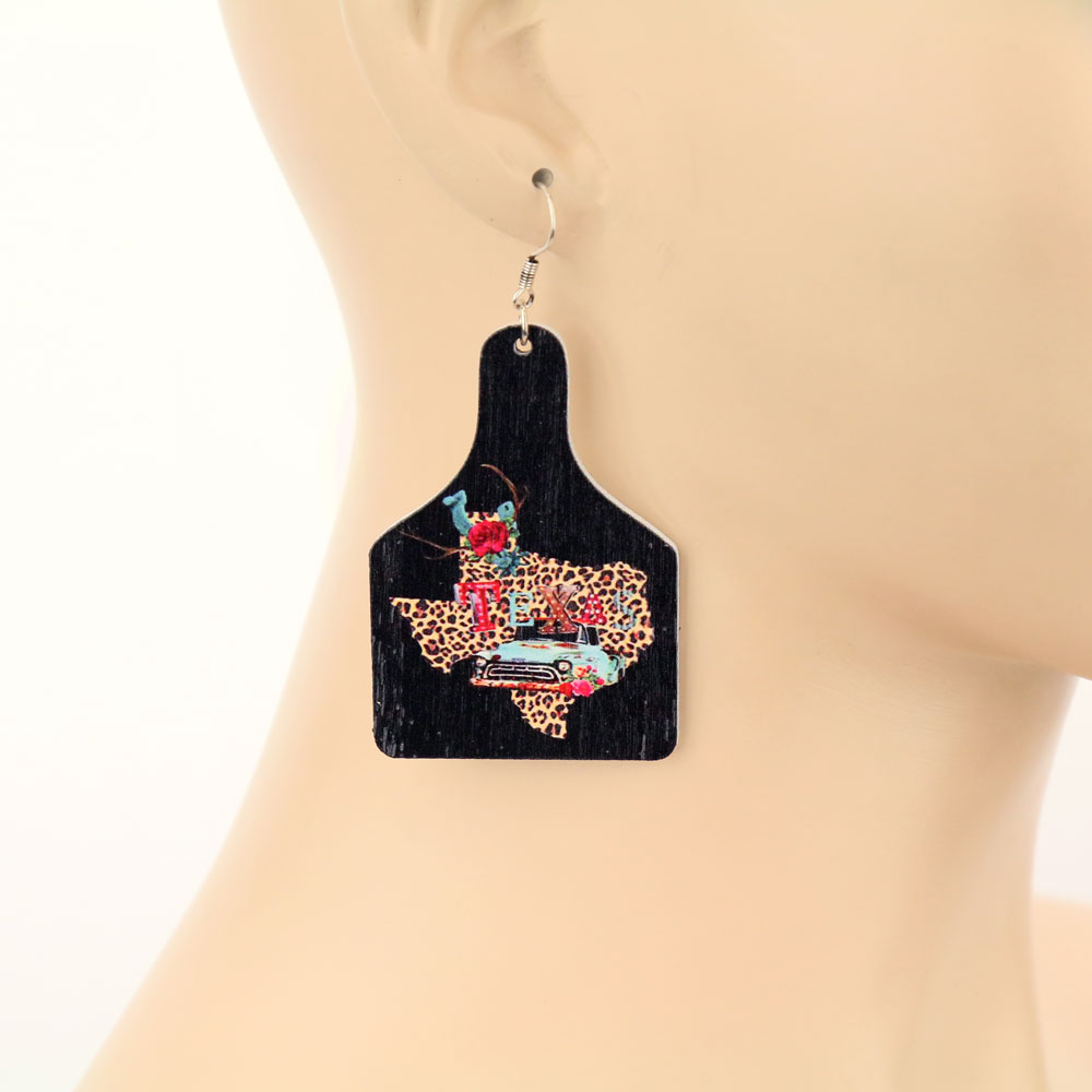 Ear Tag Printed Dangle Earrings - Image 2
