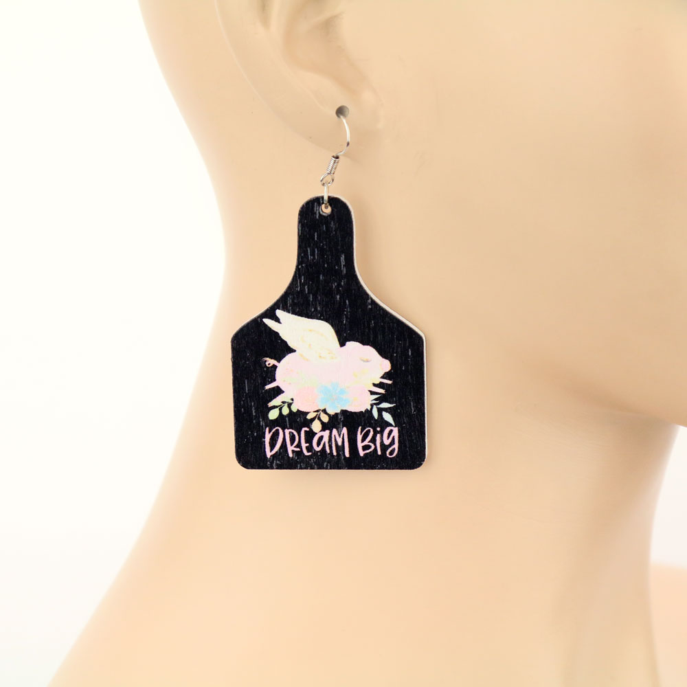 Ear Tag Printed Dangle Earrings - Image 2
