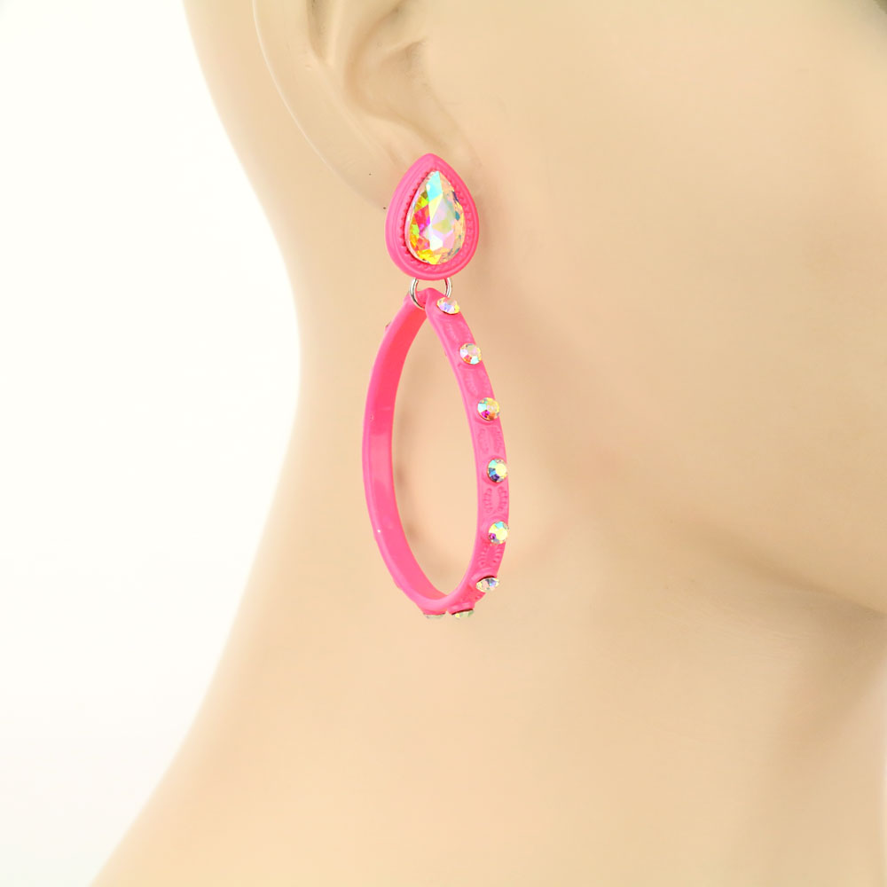 Teardrop Stone Stud Earrings - Image 2