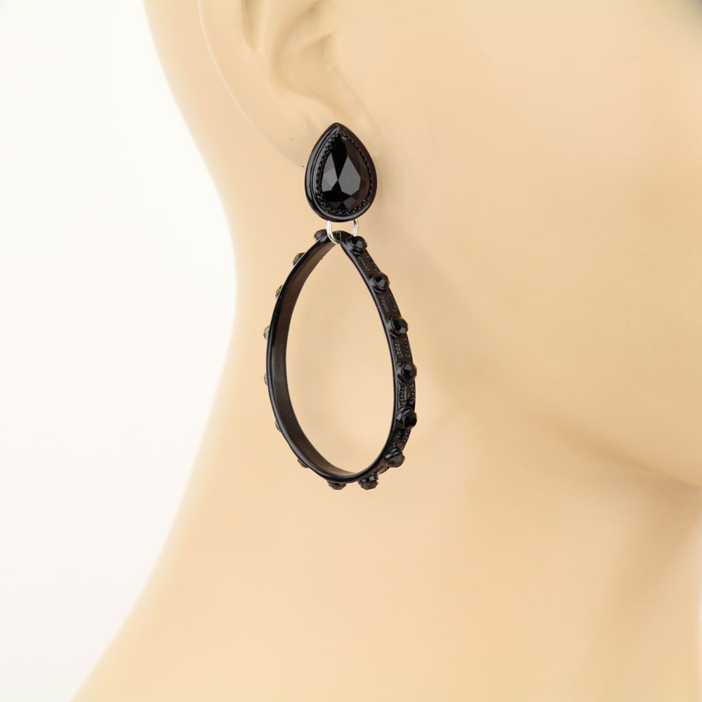 Teardrop Stone Stud Earrings - Image 2