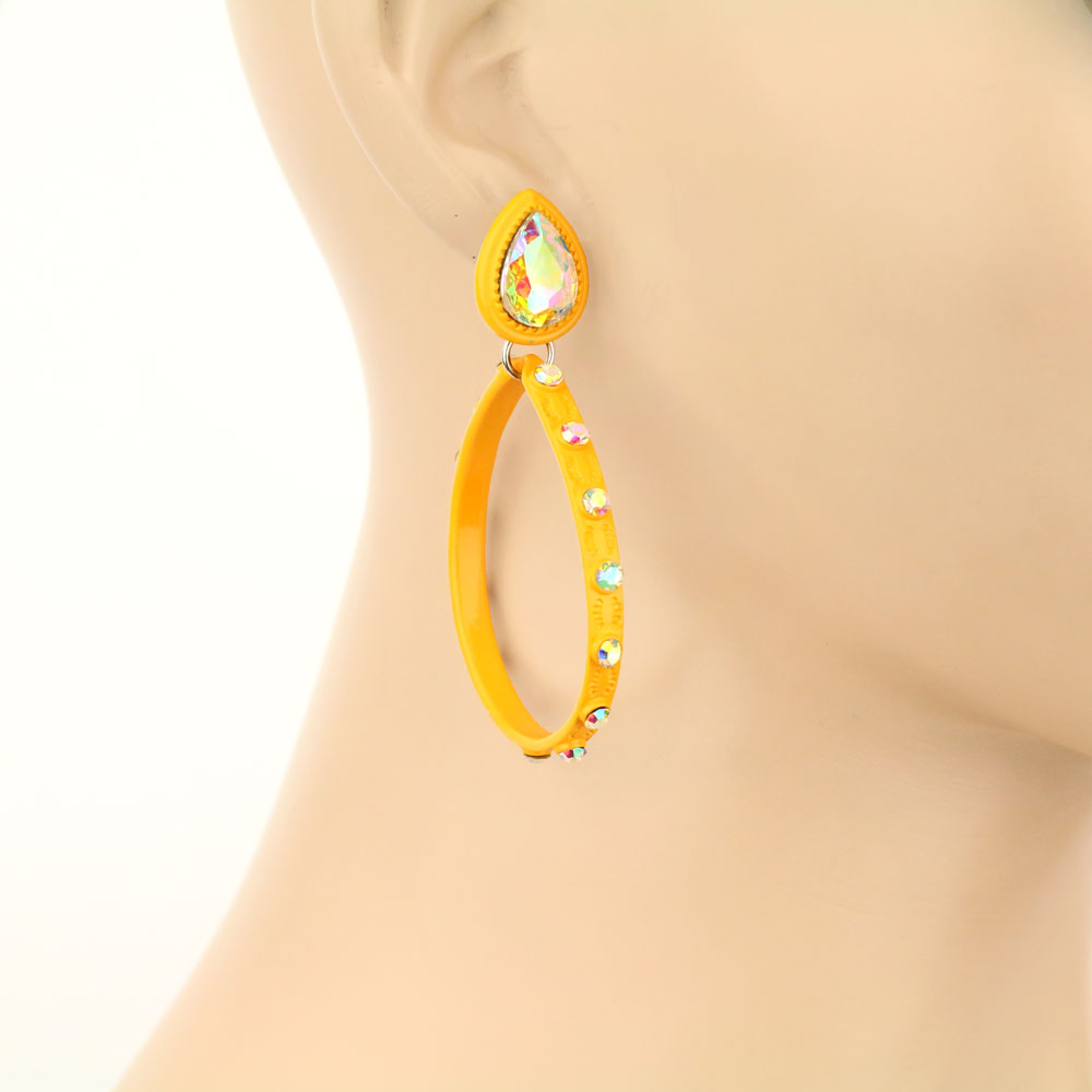 Teardrop Stone Stud Earrings - Image 2
