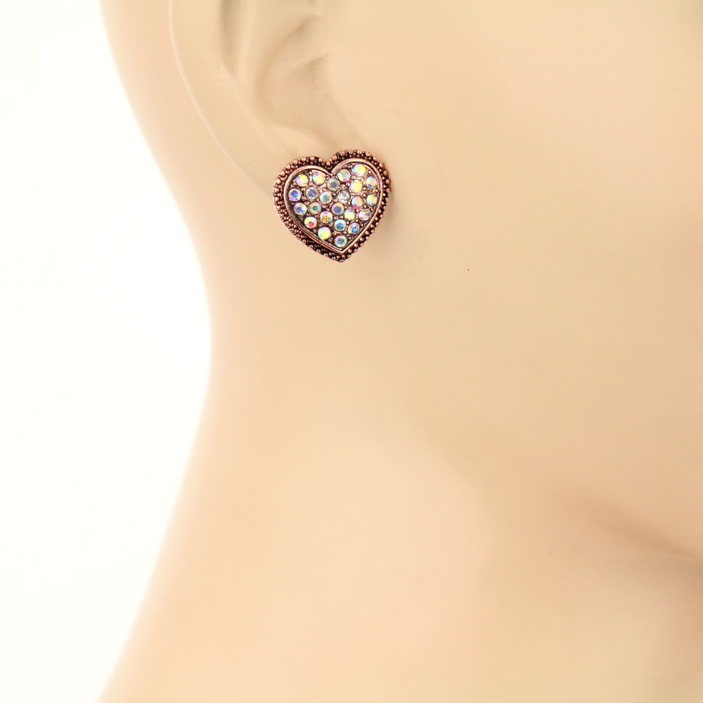 Heart Stone Stud Earrings - Image 2