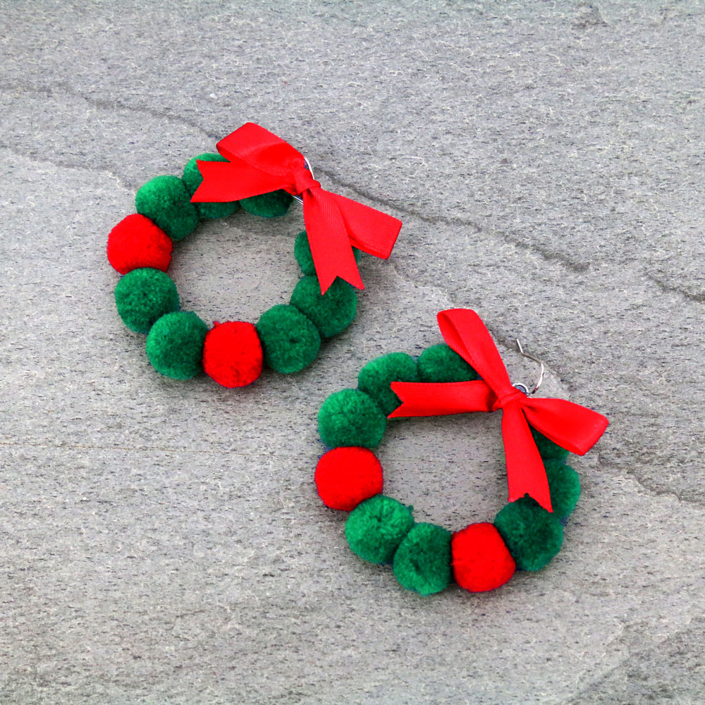 Christmas Pompom Dangle Earrings